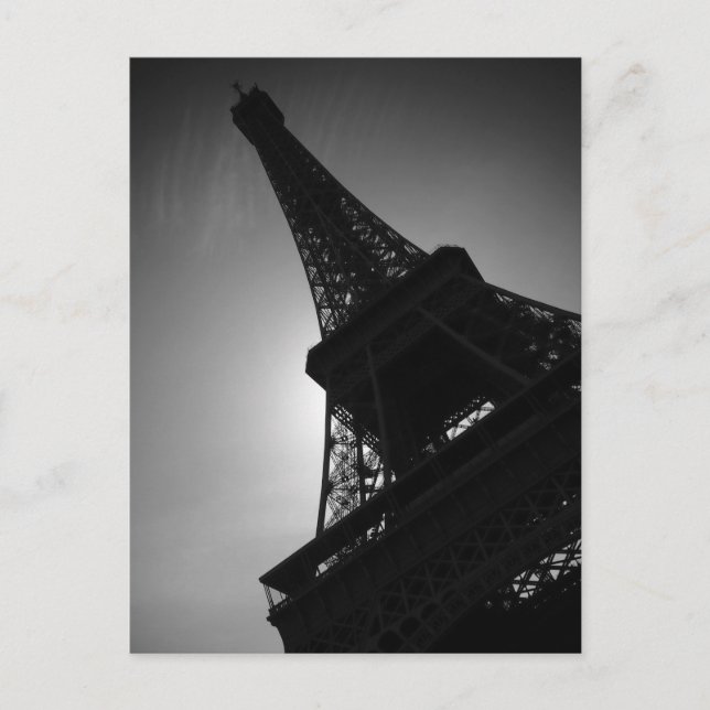 Carte Postale Silhouette de la tour Eiffel noir blanc à Paris (Devant)