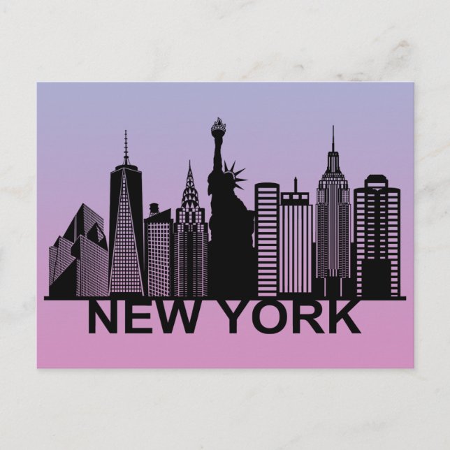 Carte Postale silhouette de la ville de New York (Devant)
