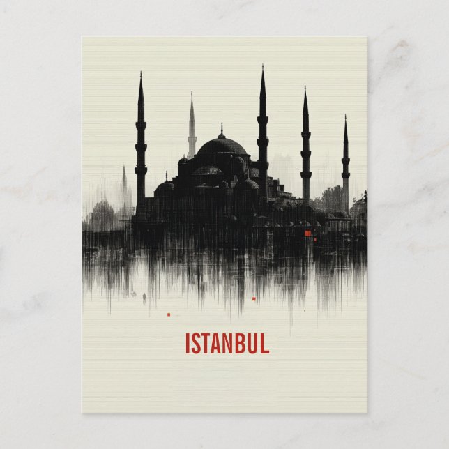 Carte Postale Silhouette de la ville d'Istanbul (Devant)