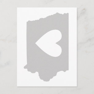 Carte Postale Silhouette de l'état de Heart Iowa