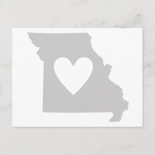 Carte Postale Silhouette de l'état du Missouri du coeur