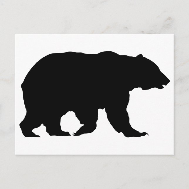 Carte Postale Silhouette de l'ours grizzli marchant de gauche à  (Devant)