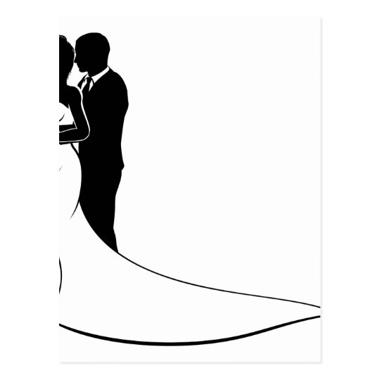 Carte Postale Silhouette De Mariage De Couples De Jeunes Maries Zazzle Fr