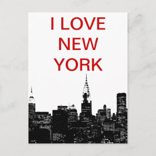 Carte Postale Silhouette de New York noir et blanc