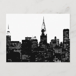 Carte Postale Silhouette de New York noir et blanc