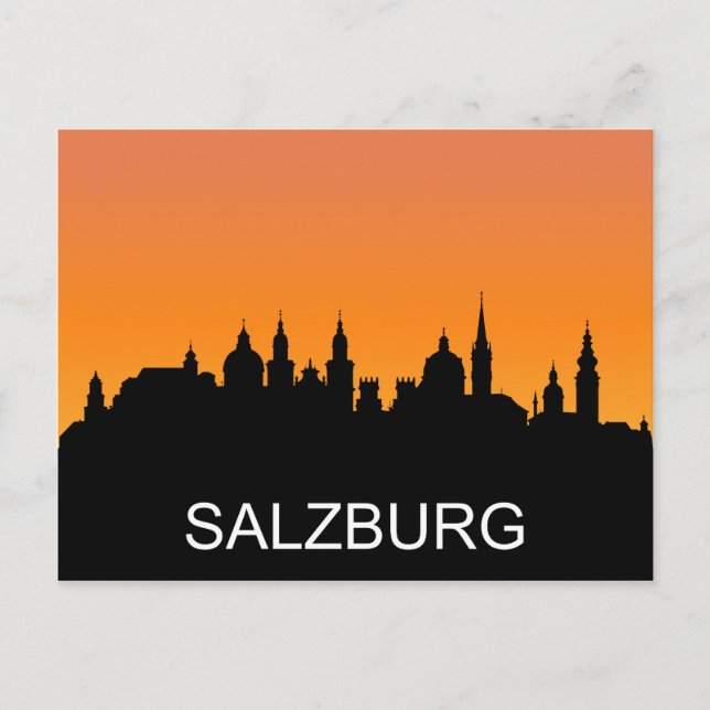 Carte Postale Silhouette de Salzbourg, illustration du coucher d (Devant)