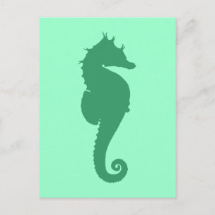 Carte Postale Silhouette de Seahorse vert