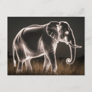 Carte Postale Silhouette d'éléphant lumineux
