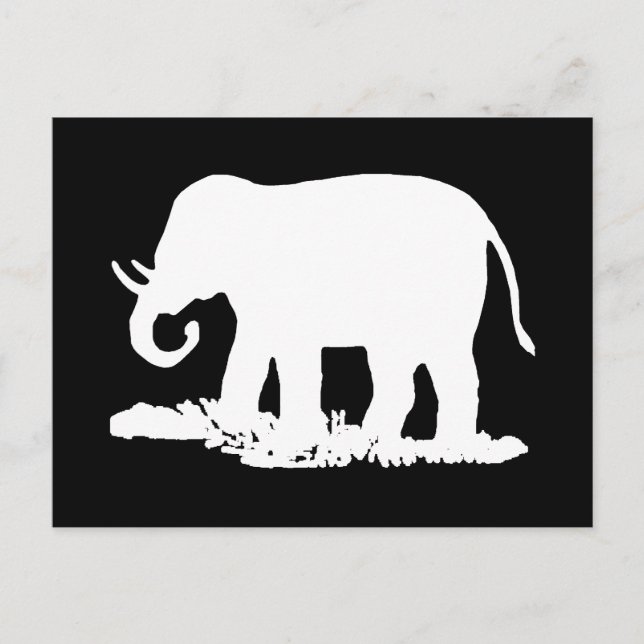 Carte Postale Silhouette d'éléphant noir et blanc (Devant)