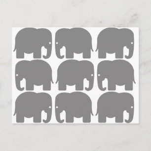 Carte Postale Silhouette des éléphants gris