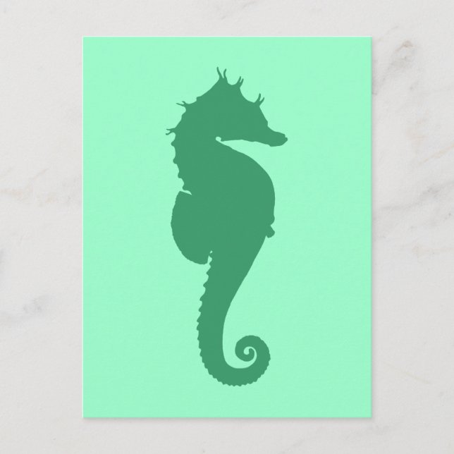 Carte Postale Silhouette d'Hippocampe Vert (Devant)
