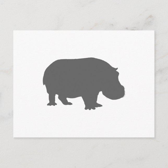 Carte Postale Silhouette d'hippopotame gris (Devant)