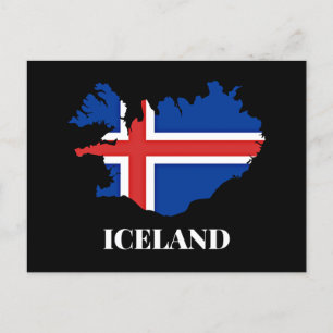 Carte Postale Silhouette d'Islande, drapeau,