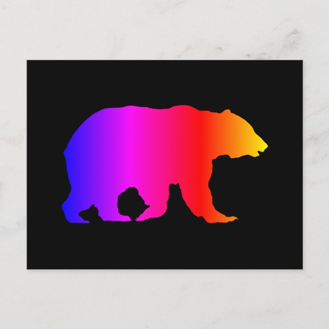Carte Postale Silhouette d'ours grizzly coloré (Devant)