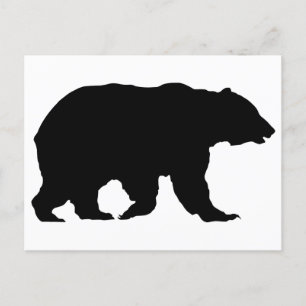 Carte Postale Silhouette d'ours grizzly marchant de gauche à dro