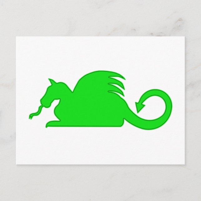 Carte Postale Silhouette Dragon Vert (Devant)