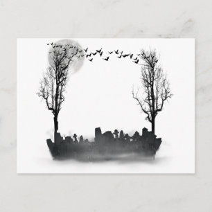 Carte Postale Silhouette du cimetière d'Halloween