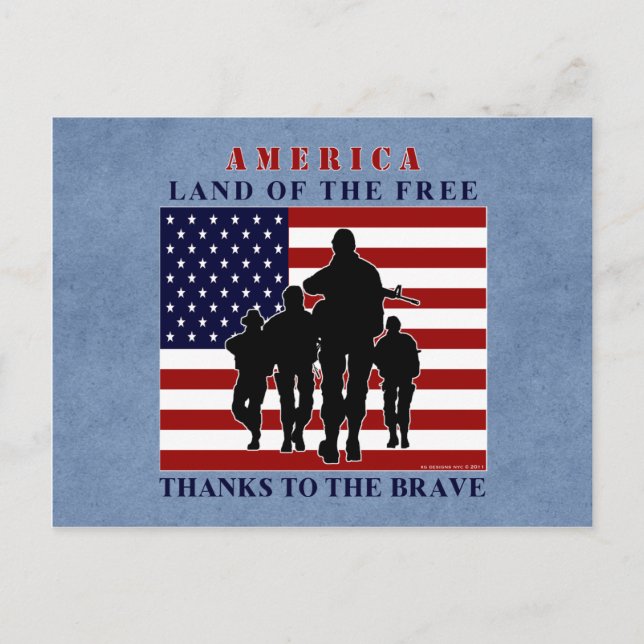 Carte postale Silhouette du drapeau américain et d (Devant)