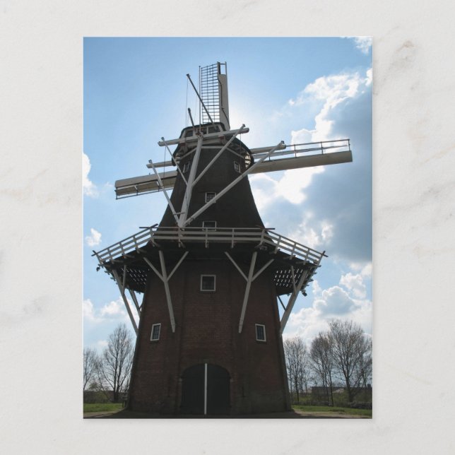 Carte postale Silhouette du moulin néerlandais (Devant)