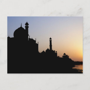 Carte Postale Silhouette du Taj Mahal au coucher du soleil, Agra
