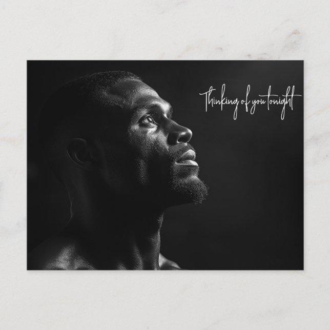 Carte Postale Silhouette d'un homme noir visage de B&W photo (Devant)