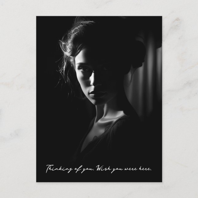 Carte Postale Silhouette d'un visage femme B&W photo (Devant)