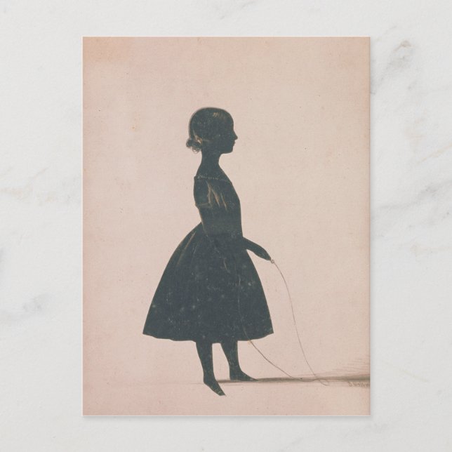 Carte Postale Silhouette d'une fille avec une corde à sauter (Devant)