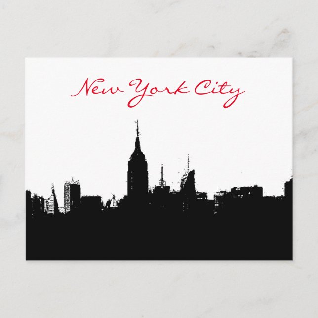 Carte postale Silhouette en ligne Skyline New York (Devant)