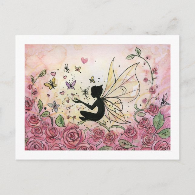 Carte Postale Silhouette et Rose (Devant)