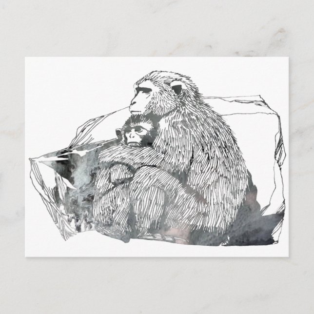 Carte Postale Silhouette Macaque Abstraite (Devant)