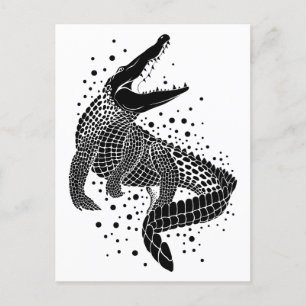 Carte Postale Silhouette noire d'un crocodile
