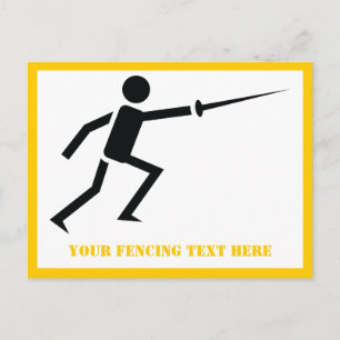 Carte Postale Silhouette noire Fencer avec clôture d'épée person