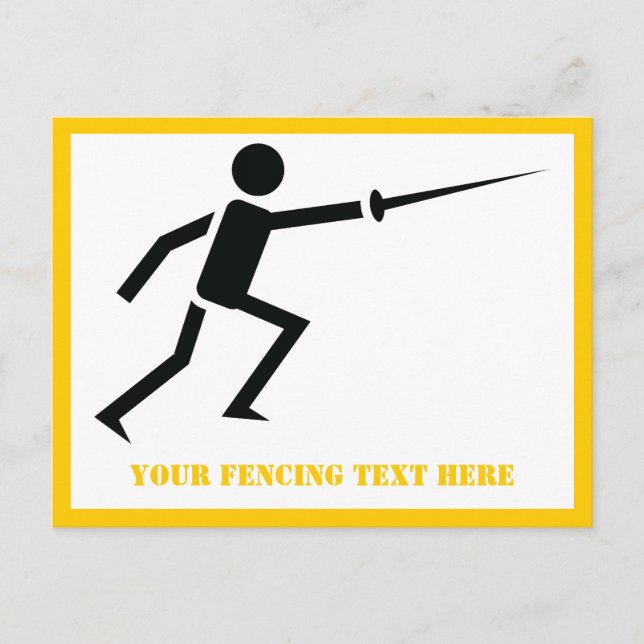 Carte Postale Silhouette noire Fencer avec clôture d'épée person (Devant)