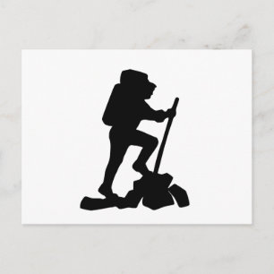 Carte Postale silhouette noire simple randonnée de montagne