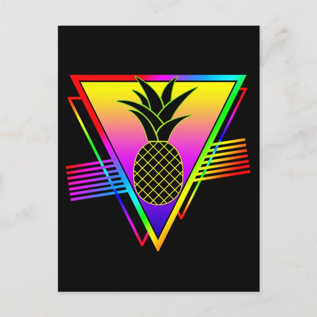 Carte Postale Silhouette Rétro Moderne Ananas Fruit D'été (Devant)
