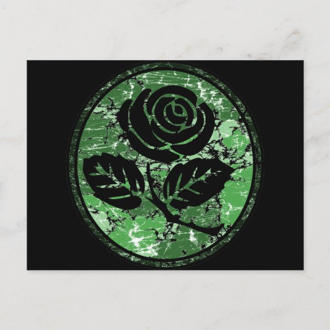 Carte Postale Silhouette Rose en détresse - Vert (Devant)