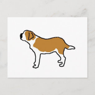 Carte Postale silhouette saint-bernard orange et blanc