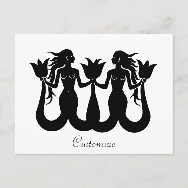 Carte Postale Silhouette Tonnerre_Cove de sirène à deux queue (Devant)