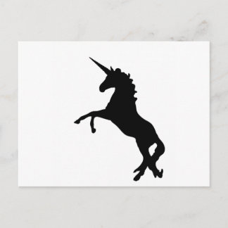 Carte Postale Silhouette Unicorne noire sur pattes arrières