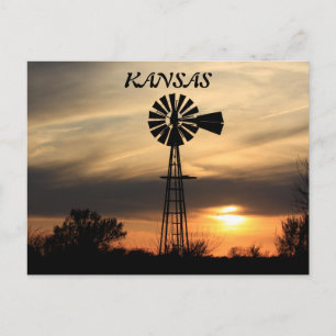 Carte postale Silhouette Windmill Kansas