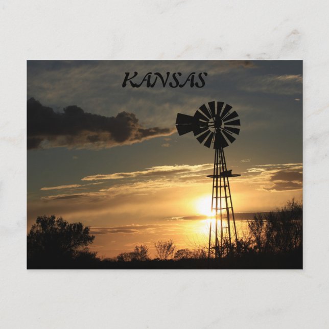 Carte postale Silhouette Windmill Kansas (Devant)