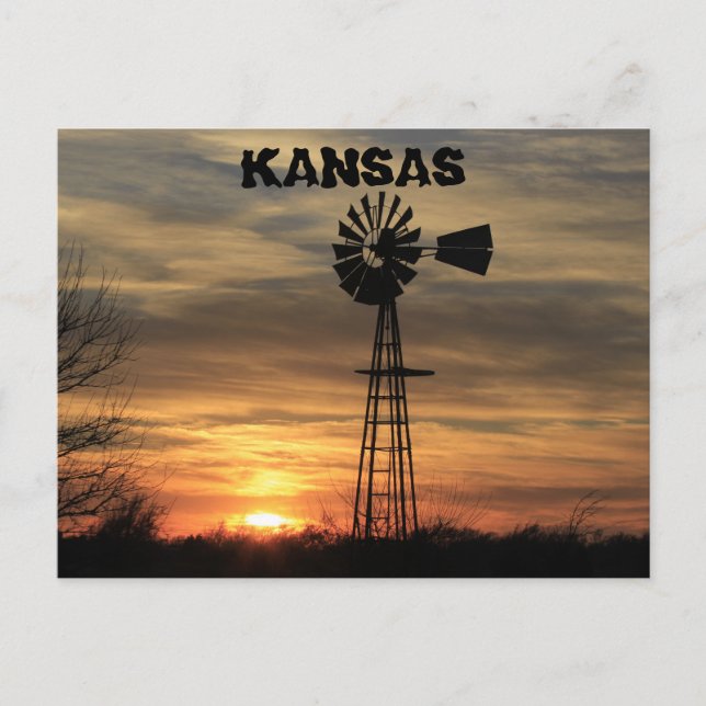 Carte postale Silhouette Windmill Kansas (Devant)