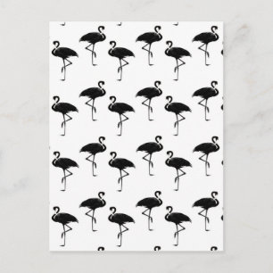 Carte Postale Silhouettes de flamants rose motif noir blanc