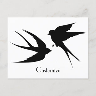 Carte Postale Silhouettes d'oiseaux hirondelles Thunder_Cove