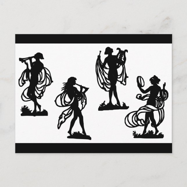 Carte Postale silhouettes grecques antiques des Muses (Devant)