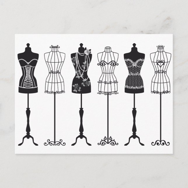 Carte Postale silhouettes mannequins de mode vintage (Devant)