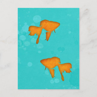 Carte Postale Silhouettes orange de poisson rouge dans une eau t