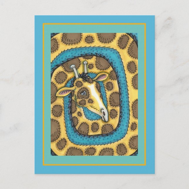 CARTE POSTALE SILLEMENT GIRAFFE LONG COU ET SPOTS, FUNNY FOLK AR (Devant)