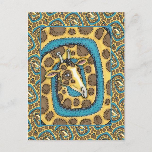 CARTE POSTALE SILLEMENT GIRAFFE LONG COU ET SPOTS, FUNNY FOLK AR (Devant)