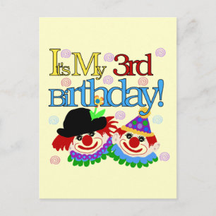 Carte Postale Silly Clowns 3e Anniversaire Tshirts et cadeaux